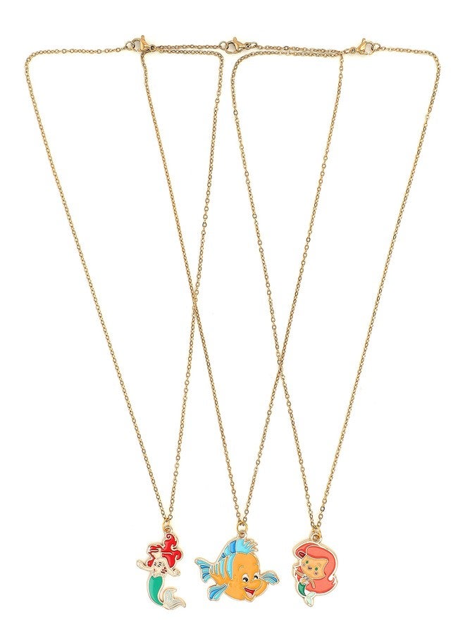 El Regalo 3 PCS Kids Girls Necklace Set with Mermaid Fish Tail Princess & Fish Charms Gifts Jewelry for Best Friends - Image 2